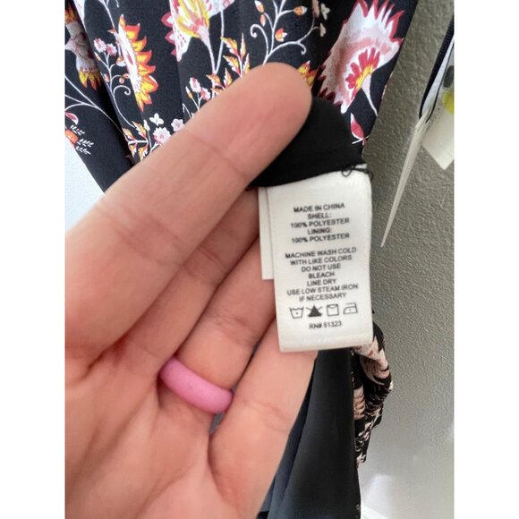 1.State High Neck Garden Maxi Dress Size XS Black Floral Ruffles Sleeveless New - Picture 9 of 10